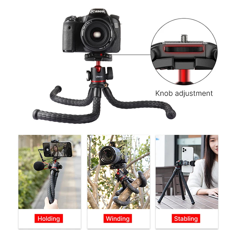 Ulanzi MT-33 Flexible Octopus Tripod for Phone Camera DSLR 2in1 Design Tripod With Phone Holder Side Cold Shoe 1/4'' Screw