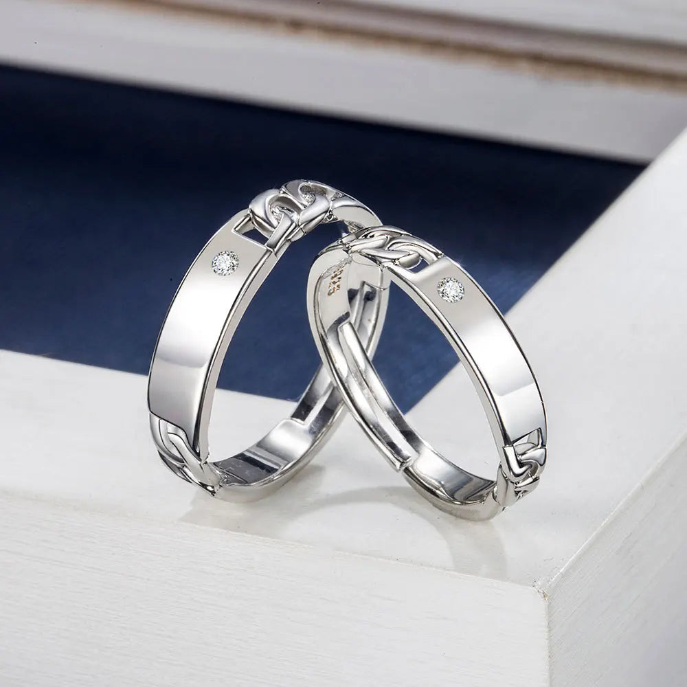 2Pcs 925 Sterling Silver Couples Ring Sets Light Polishing Simple Ring for Woman Man Classic Wedding Fine Jewelry Circle - You Offer