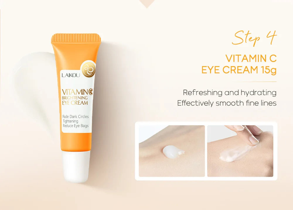 5 Pieces Vitamin C Skincare Set  Moisturizing Face Serum Brighten Cream Antiage Eye Cream Toner Facial Care Set for Dropshipping