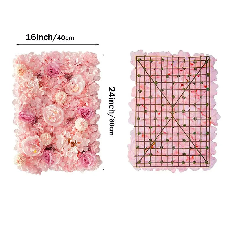 Pink Silk Rose Flower Wall Panels Artificial Flower for Wedding Decoration Baby Show Party Home Bedroom Backdrop Decor - You Offer