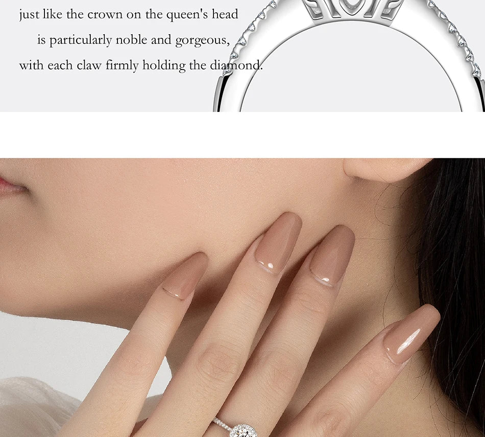 PERFANY Moissanite Ring For Women S925 Pure Silver Plated 18K White Gold Round Diamond Proposal Wedding High-end Jewelry - You Offer