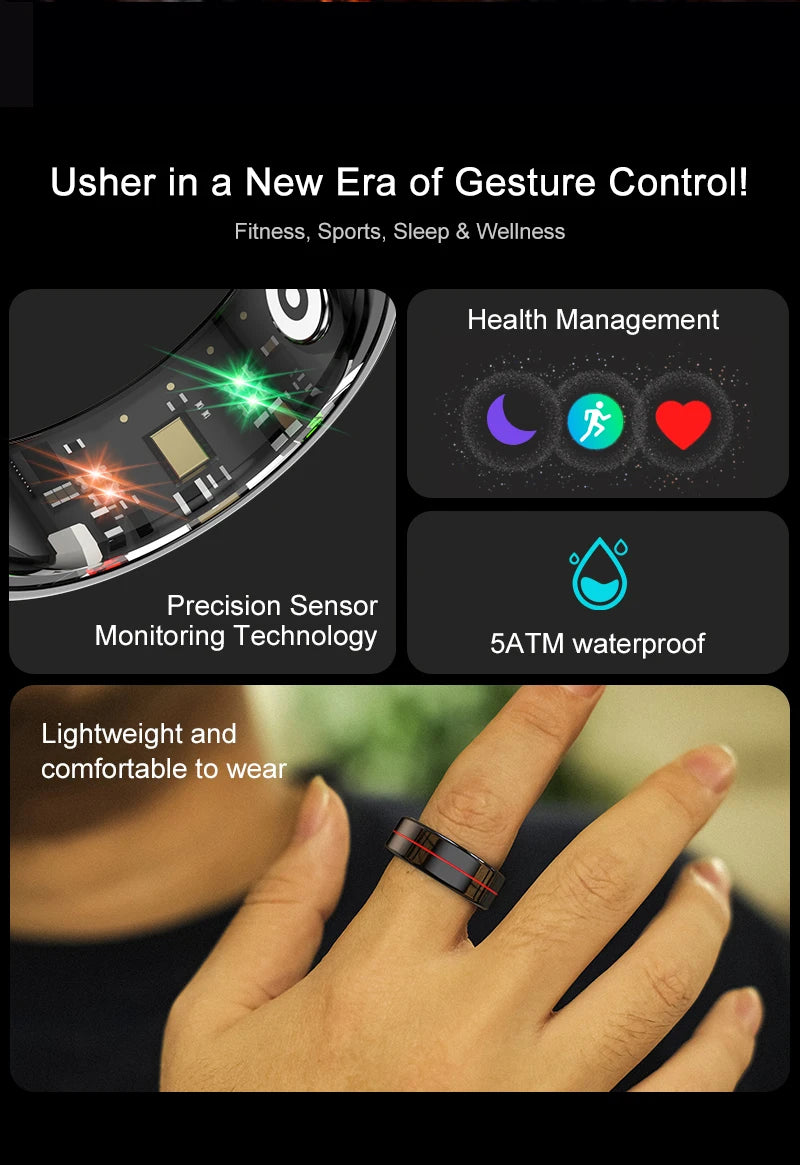 R04 Smart Ring 2025 NEW Men Women Multi Sports Modes Body Temperature HRV Health and Sleep Monitor Stainless Steel Sport Ring