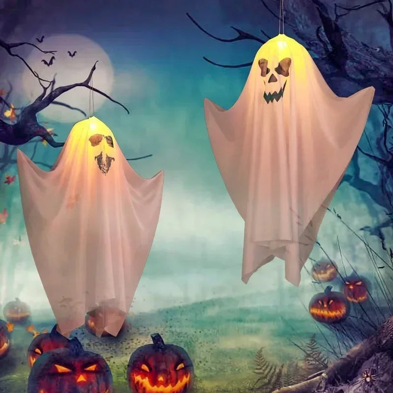 1-10PCS Halloween LED Lights Glowing Decor Hanging Scary Phantom for Haunted House Door Porch Escape Room Props Halloween Props