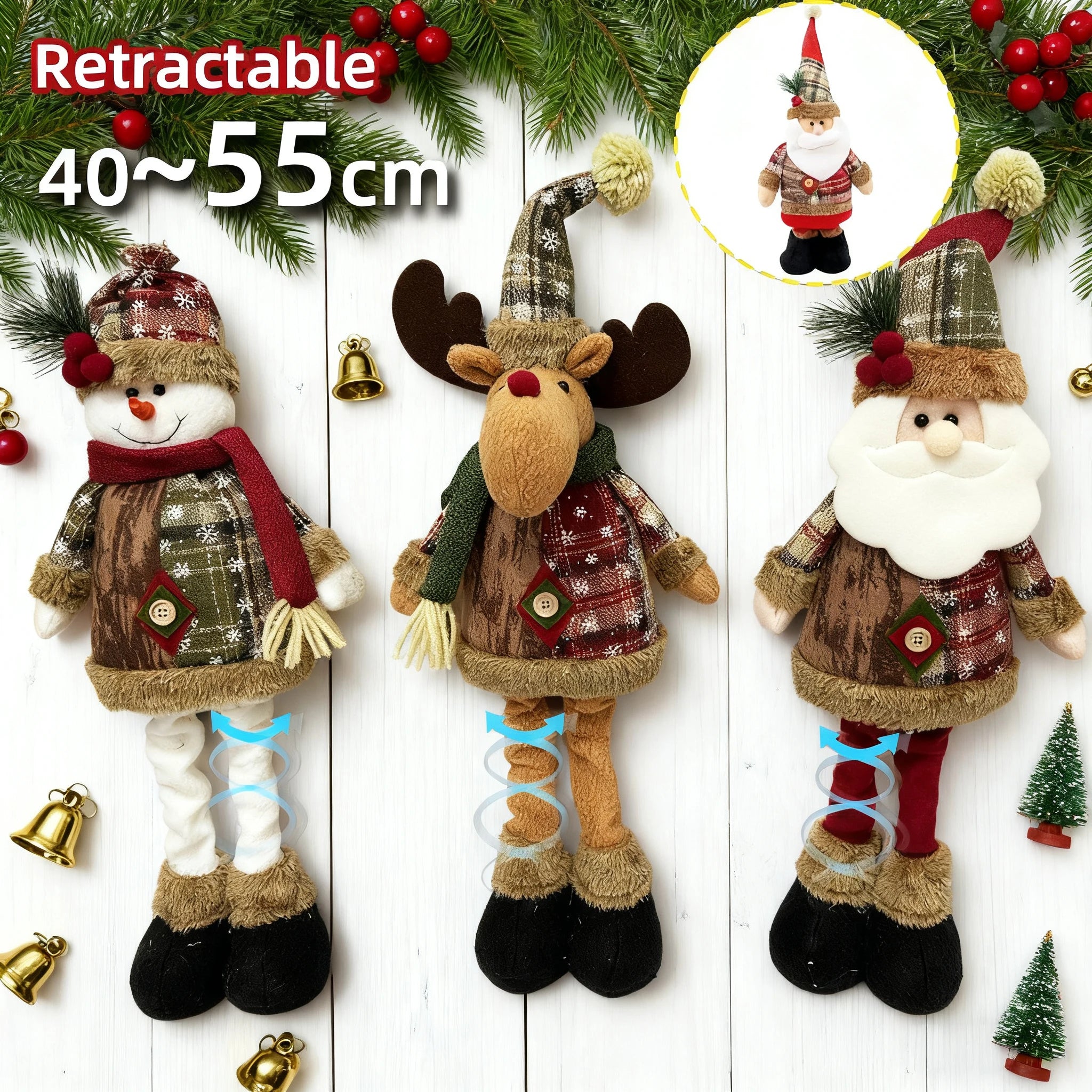 Hanging Christmas Plush Ornaments Set - Santa Snowman Elk Doll Decor for Xmas Tree, Home Party Gift & Stocking Stuffers 2025