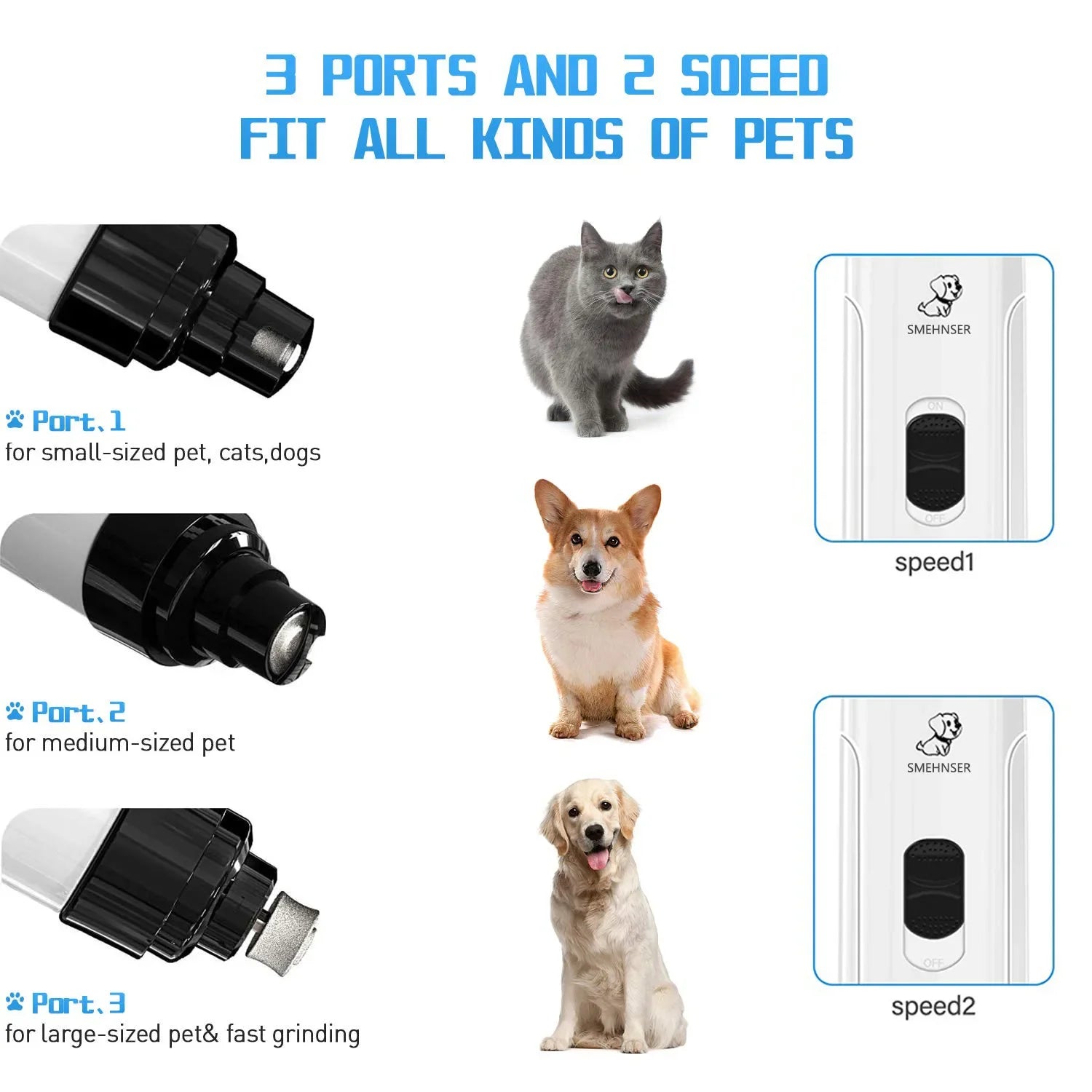 Pet Nail Grinder USB Rechargeable Dog Electric Nail Clipper Cat Claw Beauty Grinder Silent Pet Nail Clipper Beauty Trimming Tool