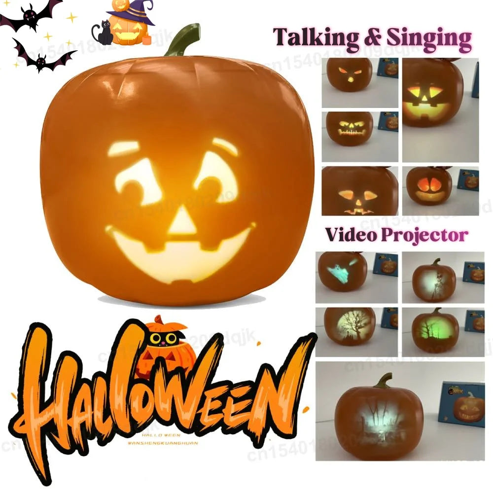 Funny Halloween Pumpkin Flash Talking Singing Animated LED Pumpkin Lamp Projection Lamp Projector Inside for Home Party Decor