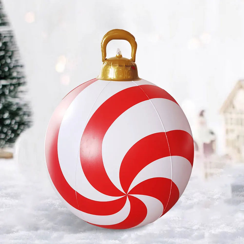 60cm Giant Inflatable Christmas Ball with Lights Remote Control Giant Luminous Inflatable Christmas Ball Outdoor Christmas Decor