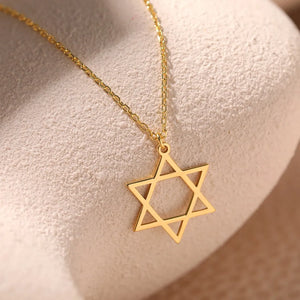 Fashion Mogen Star of David Pendant Necklace for Women Stainless Steel Jewish Symbols Necklace Men's Religious Amulet Jewelry - You Offer