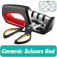 Four in one kitchen sharpener restores serrated blade knives and scissors, diamond tungsten steel ceramics - You Offer