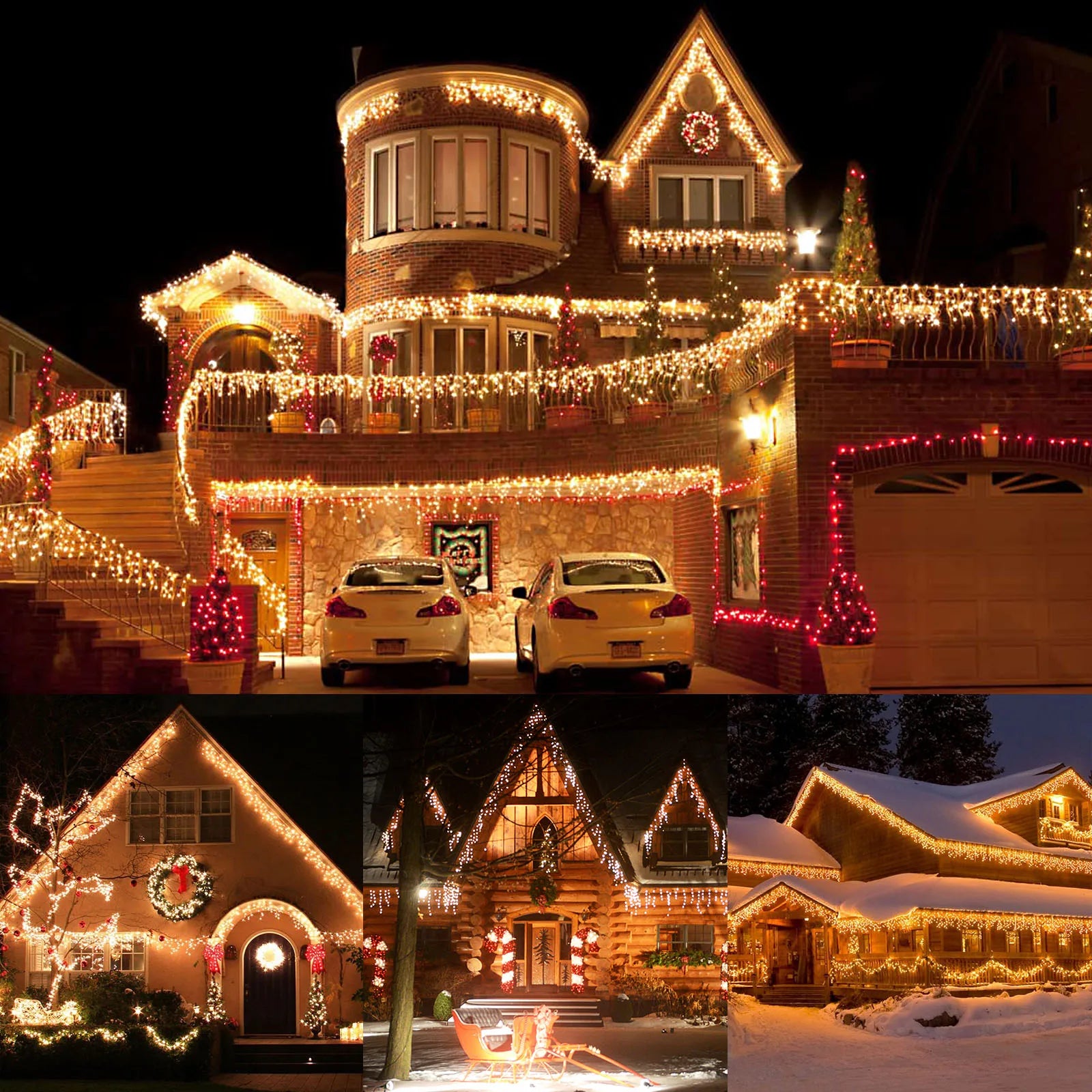 Memory LED Icicle String Lights 5/10/15M Waterproof Outdoor Christmas Fairy Lights 8 Modes Timer Xmas Newyear Decor 31V Plug