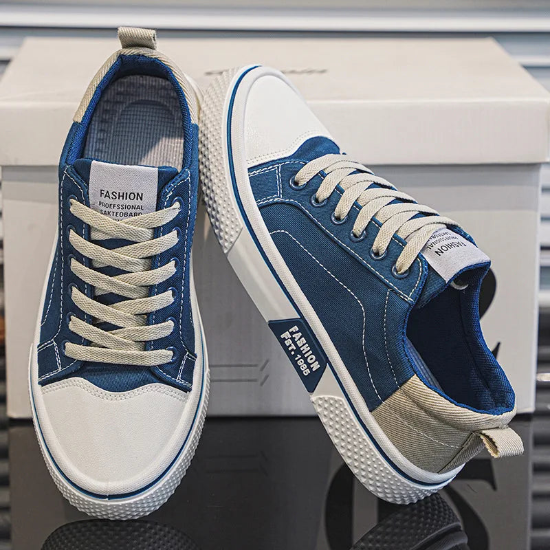 2026 Men's Canvas Shoes Outdoor Fashion Skateboard Shoes for Men Comfor Non-Slip Casual Sneakers Breathable Men Walking Shoes