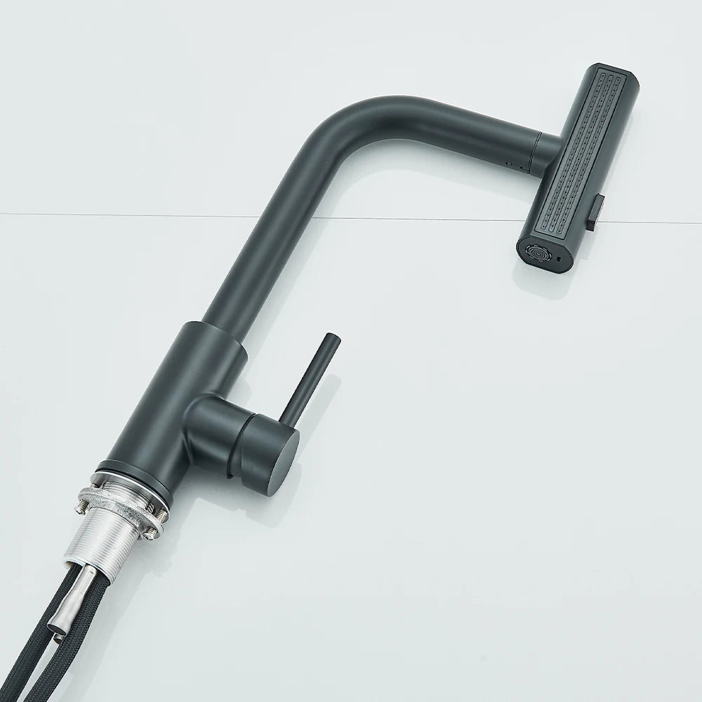 Black Kitchen Faucets Black Pull Out Rotation Waterfall Sprayer Sink Mixer Brushed Nickle Water Tap - You Offer