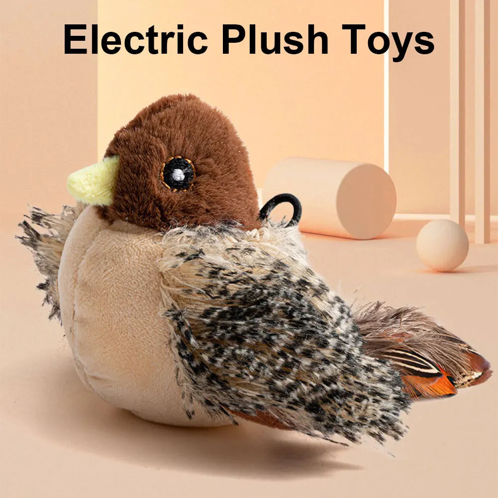 Flying Bird Cat Toy Interactive Cat Toys Kitten Chirping Bird Toy Plush Cats Pets Teasing Toys Chirping Flapping Bird(no Flying)