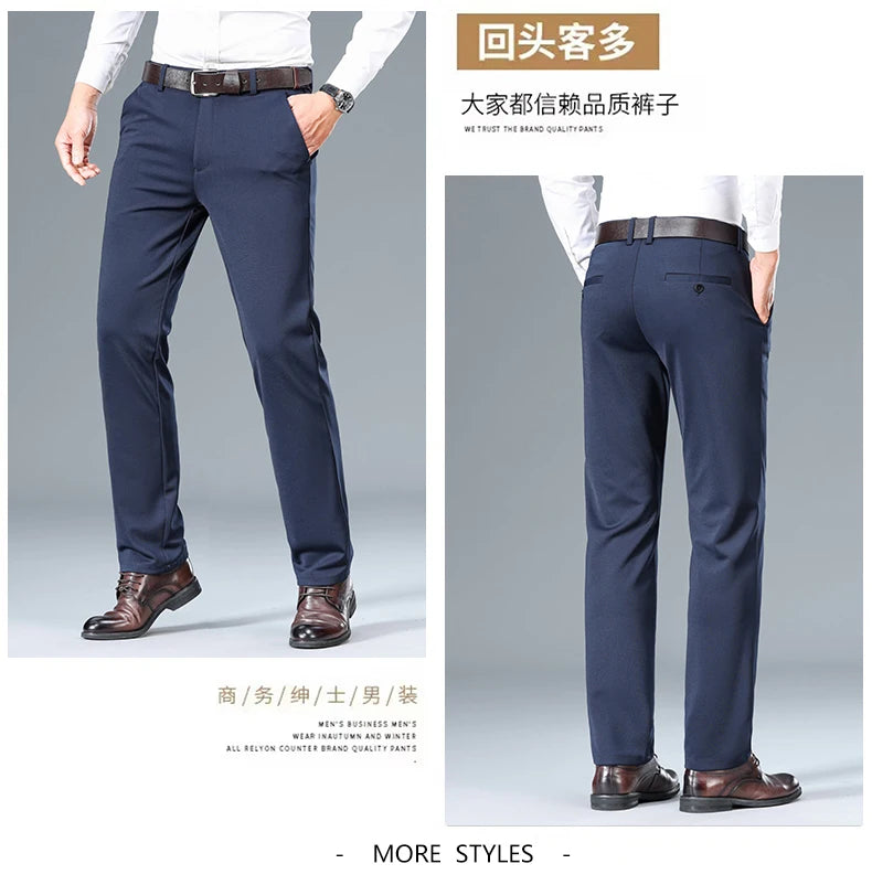 Top Quality New Brand Casual Fashion Long Pants Business Hight Stretch Straight Comfortable Korean Trousers Men Clothing