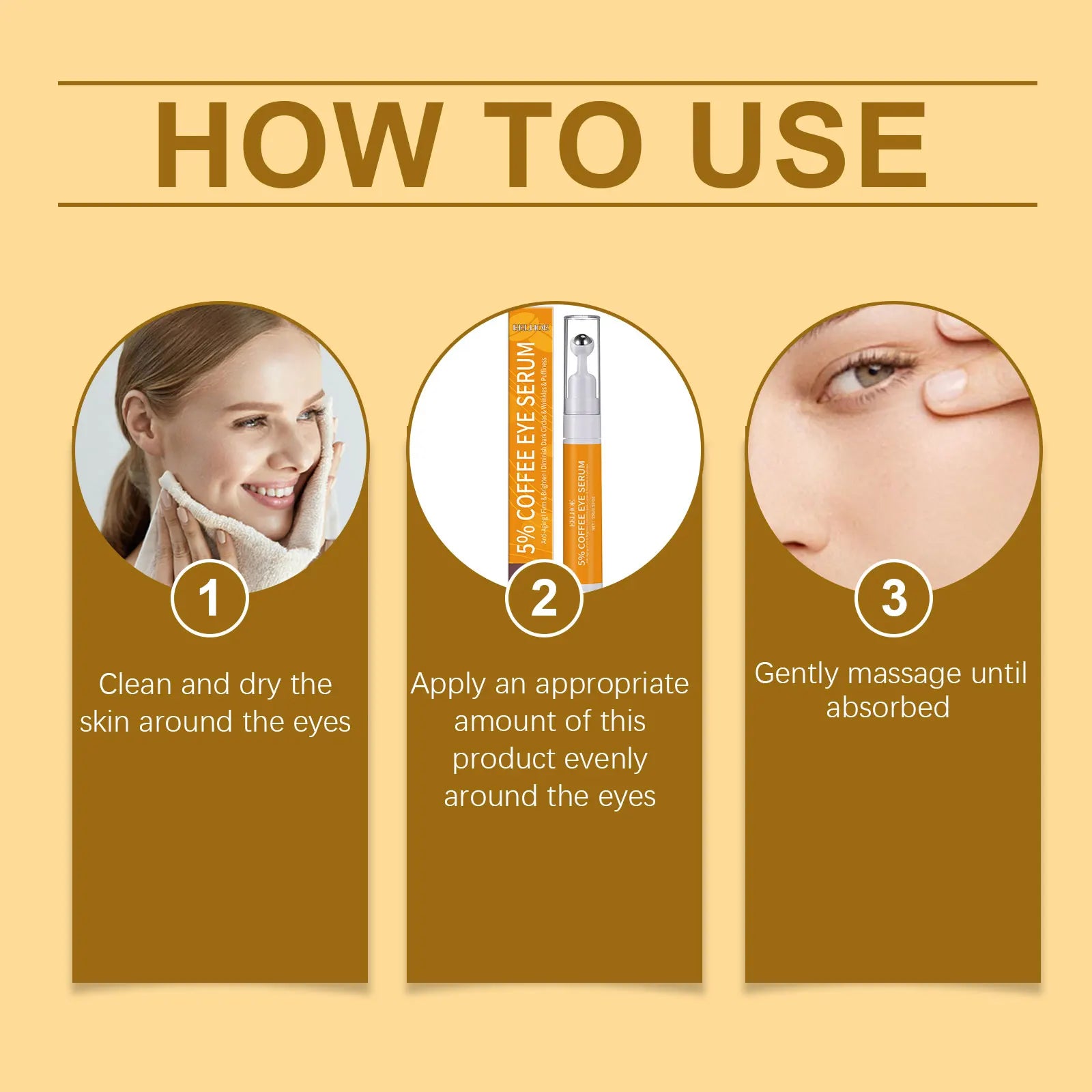 Anti-Wrinkle Eye Serum Roller Fade Eye Fine Line Collagen Lightens Dark Circles Bags Puffiness Tighten Under Eyes Skin Care