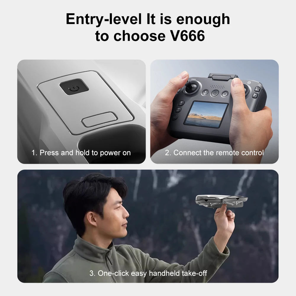 Xiaomi V666 Mini Aerial Tracker UAV 8K HD Foldable Intelligent Obstacle Avoidance Screen Remote Control Brushless Motor GPS UAV