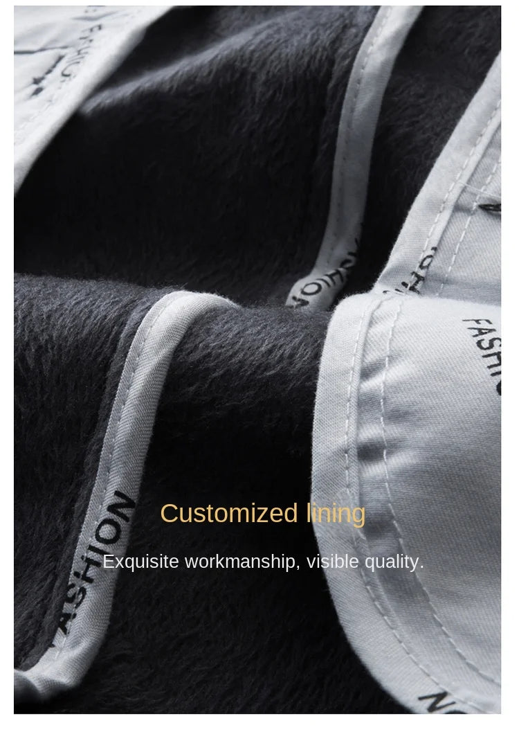 Warm Fleece Suit Pants Men Clothing Straight Regular Black Thick Winter Trousers For Men Business Formal Dress Casual Pants