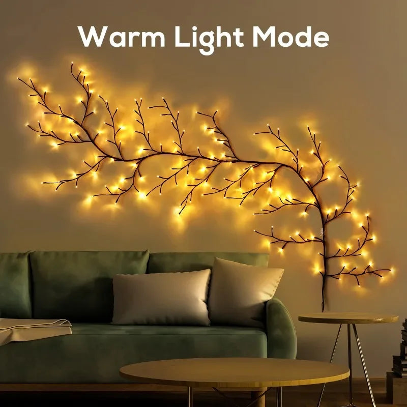 USB-Powered Willow Vine Fairy Lights - Bendable Tree Branches with 8 Modes Outdoor Party Decor for Valentine's Day Holidays