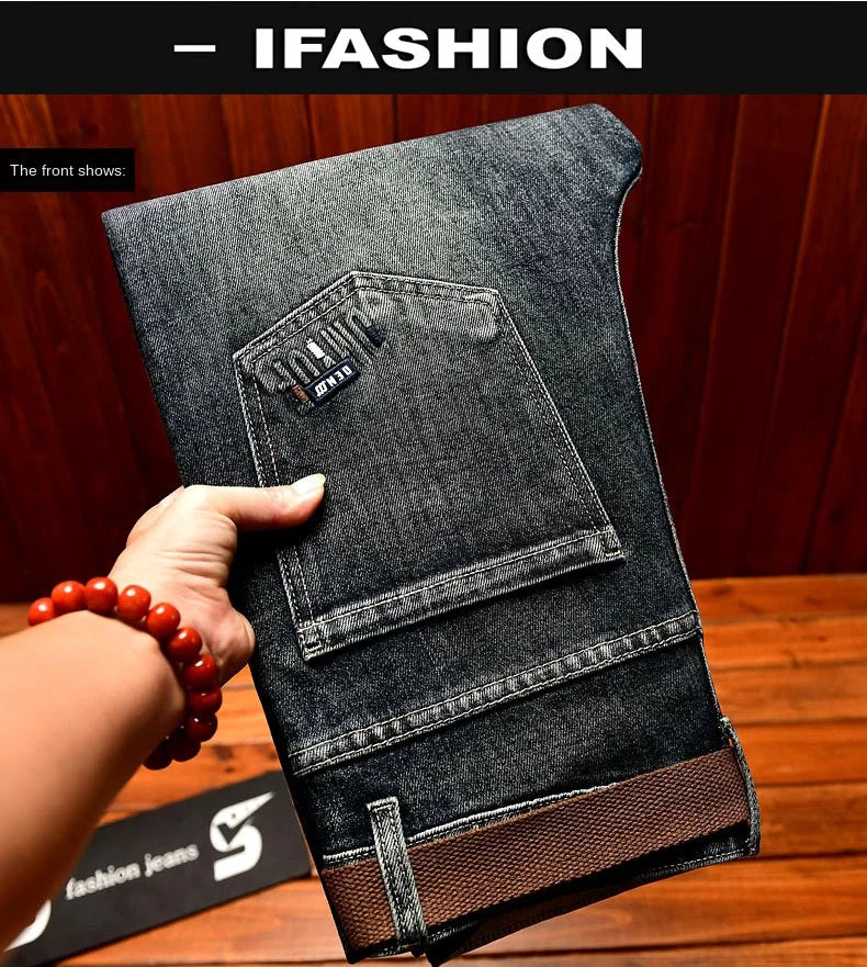 Trendy brand jeans for men in autumn 2025, thick denim, elastic fabric, fashionable street slim fit small leg pants - You Offer