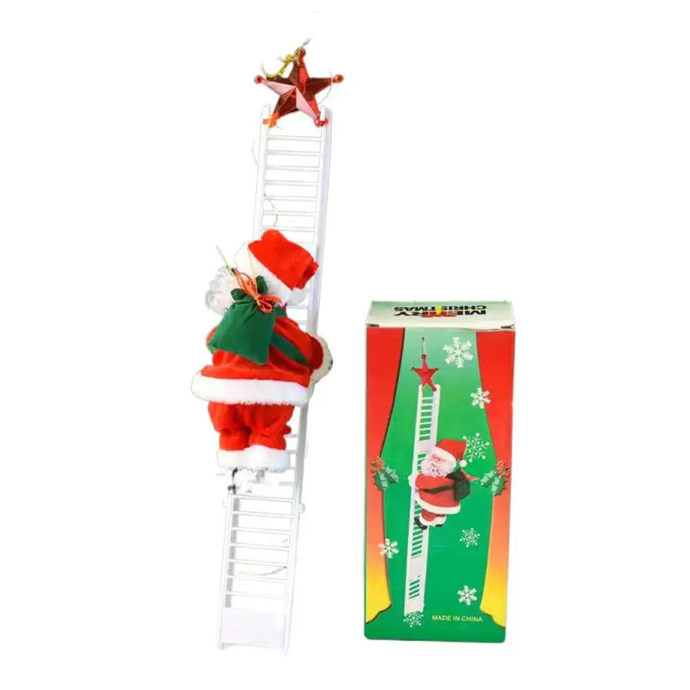2025 Santa Claus Doll Climbing Ladder with Music Doll, Christmas Tree Ornaments Decorations For Home Navidad New Year Kids Gift