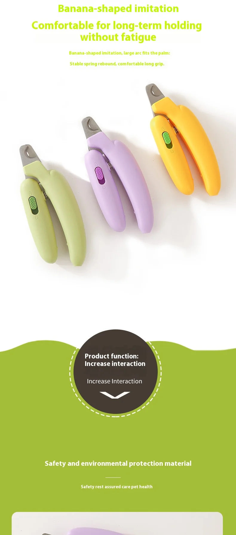 Banana Shape Pet Nail Clipper - Safe Nail Trimmer for Cats Dogs Rabbits Small Pets Prevent Bleeding Professional Grooming Tool