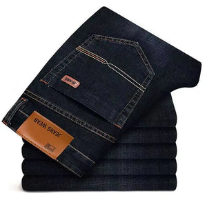 Men's Comfortable Soft Business Casual Denim Trousers Slim Fit Straight Pants Fashion Male Brand Light Luxury Stretch Clothing - You Offer