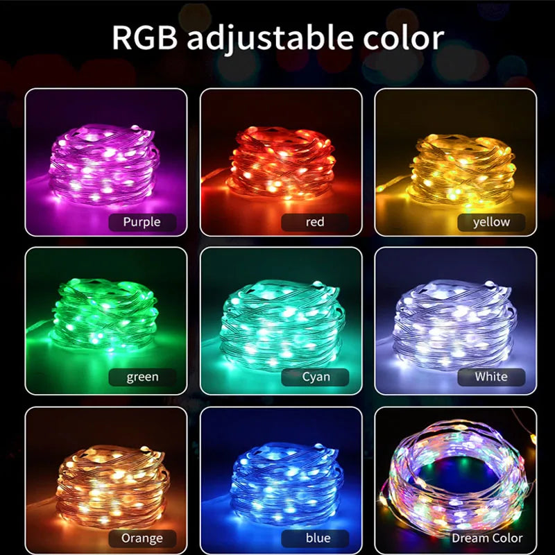 Smart LED Fairy Lights RGB Wire String Lights App Remote Control USB Powered Music Sync for Weddings Outdoor Parties Home Decor