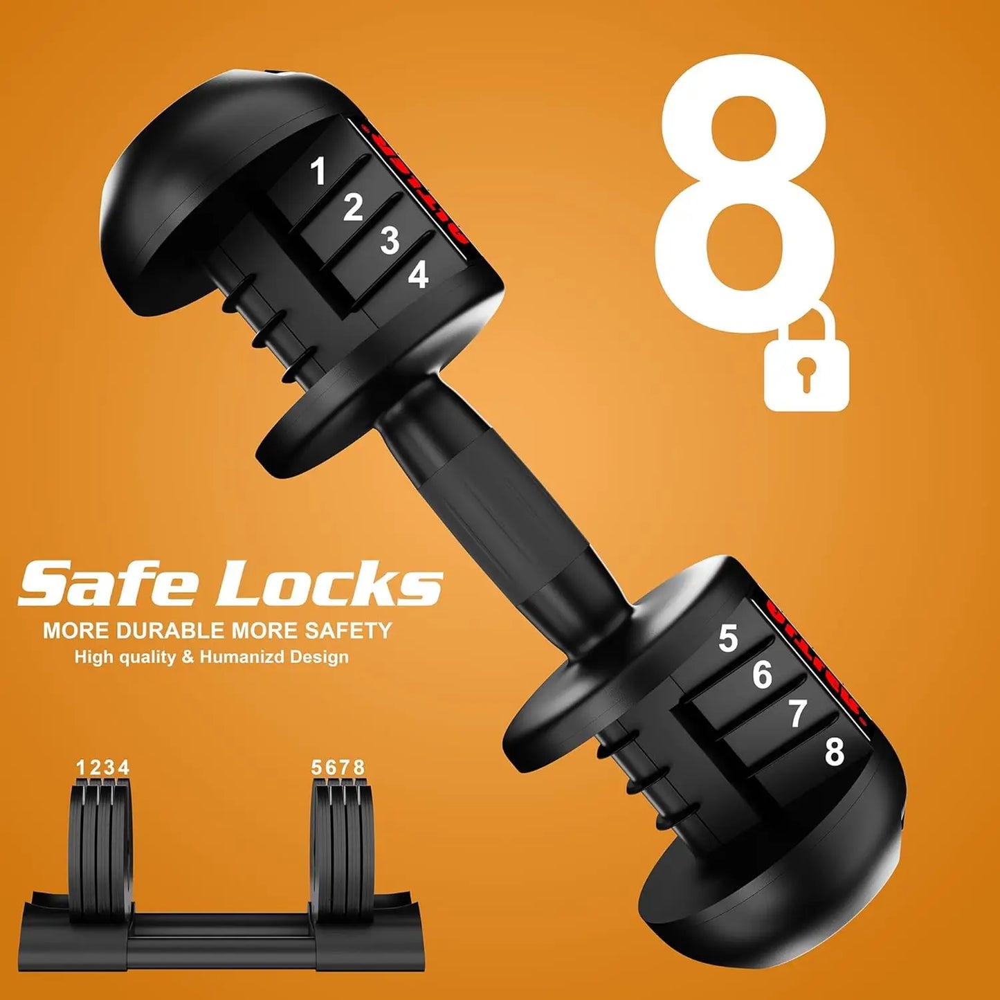 Dumbbell,22LBS 44LBS 52LBS Dumbbell Set with Tray for Fitness, Fast Adjust Weight by Turning - You Offer
