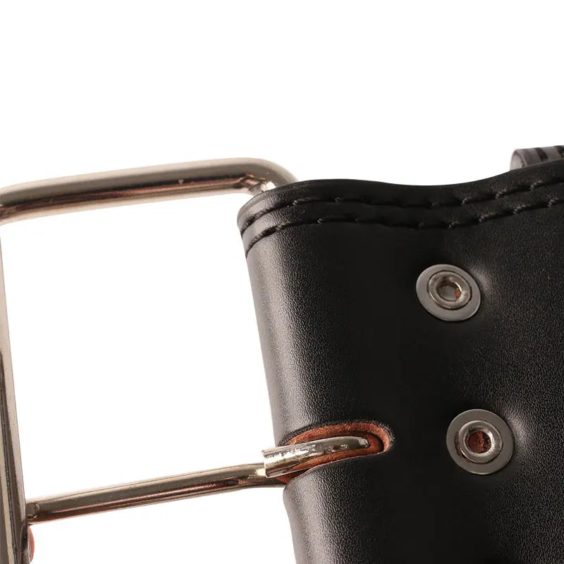 Leather Powerlifting Belt Black Single Prong Weightlifting Belt Gym Squat&Deadlift Adjustable Waist Protection Lumbar Brace