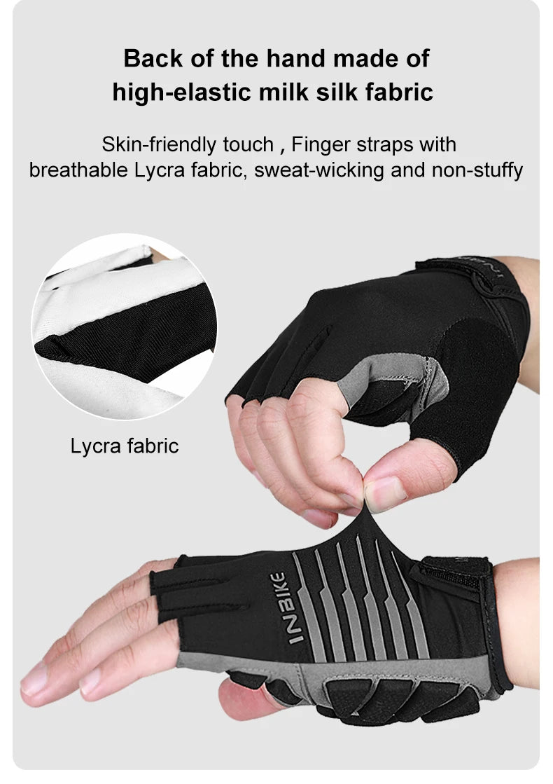 INBIKE Shockproof GEL Pad Cycling Gloves Half Finger Sport Gloves Men Women Summer Bicycle Gym Fitness Gloves MTB Gloves IF239