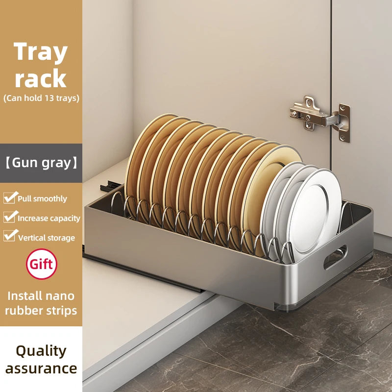 Kitchen Sliding Dish Rack Home Pull-out Drawer Bowl Storage Shelf Dish Drying Storage Box With Sliding Rail Kitchen Storage Rack - You Offer