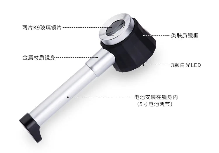 Magnifier 45X dermatoscope handle smooth clear vision with measure Scale 45X type B bigger vision with UV light