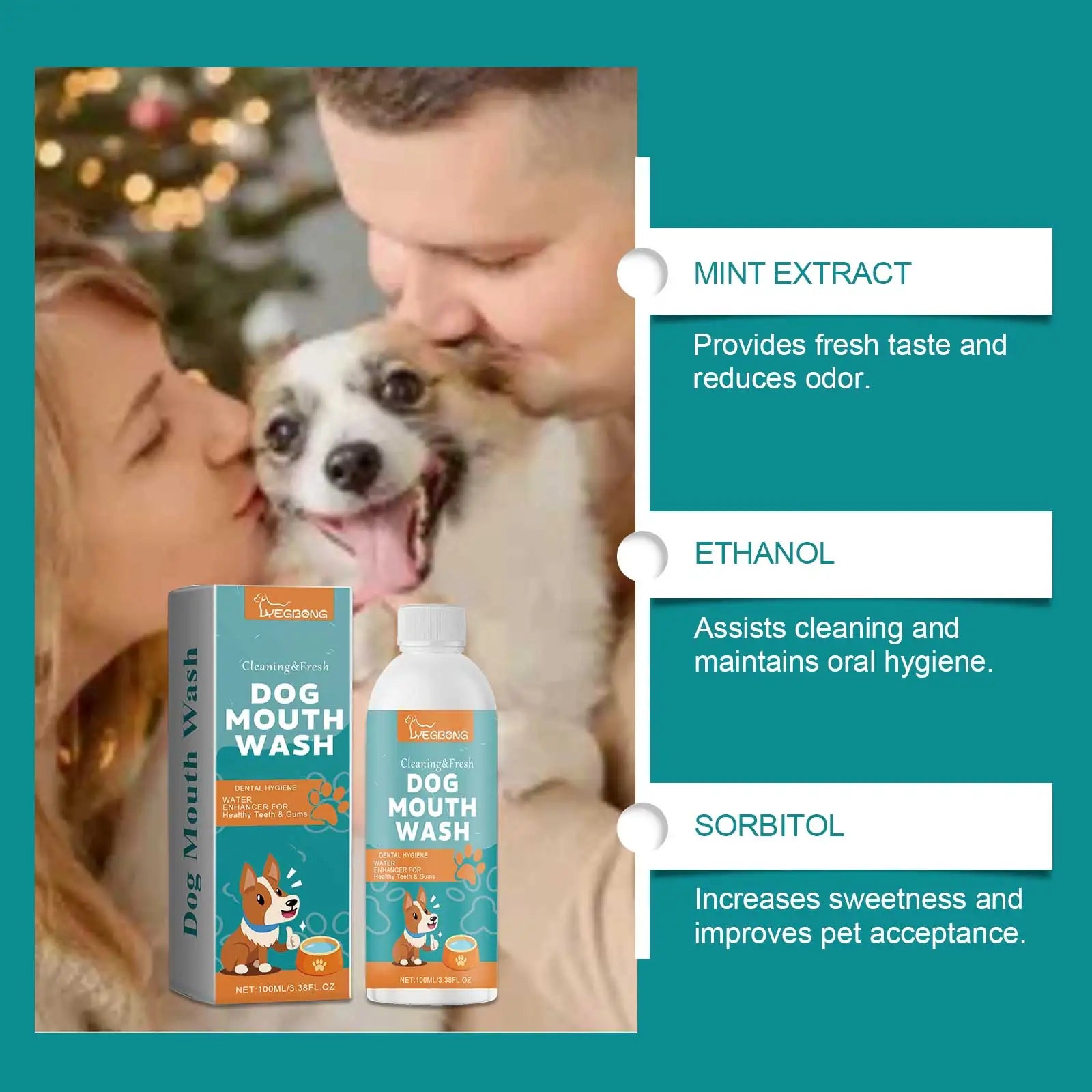 100ml Dog Mouth Wash Tooth Stains Cleaning Liquid Tartar Control Soothes Gums Bad Breath Freshing Deodorant Pet Oral Supplies