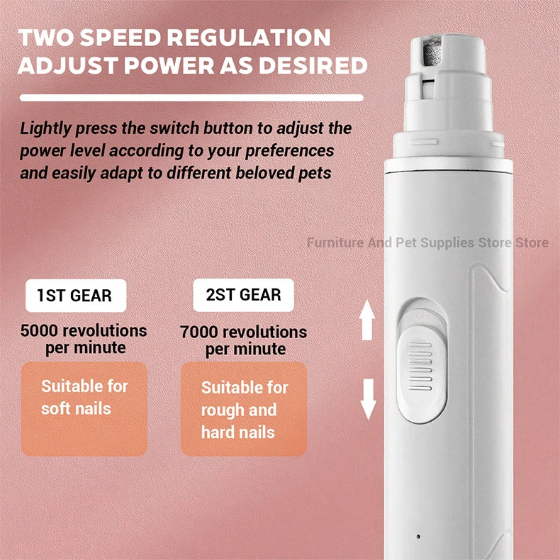 Electric Dog Nail Grinder Pet Nail Clipper USB Rechargeable Pet Nail Trimmers Painless with Polisher Wheel for Small/Large Pets