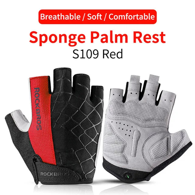 ROCKBROS Summer Cycling Gloves Half Finger Shockproof Breathable Gym Gloves Men MTB Fingerless Bicycle Gloves Cycling Equipment