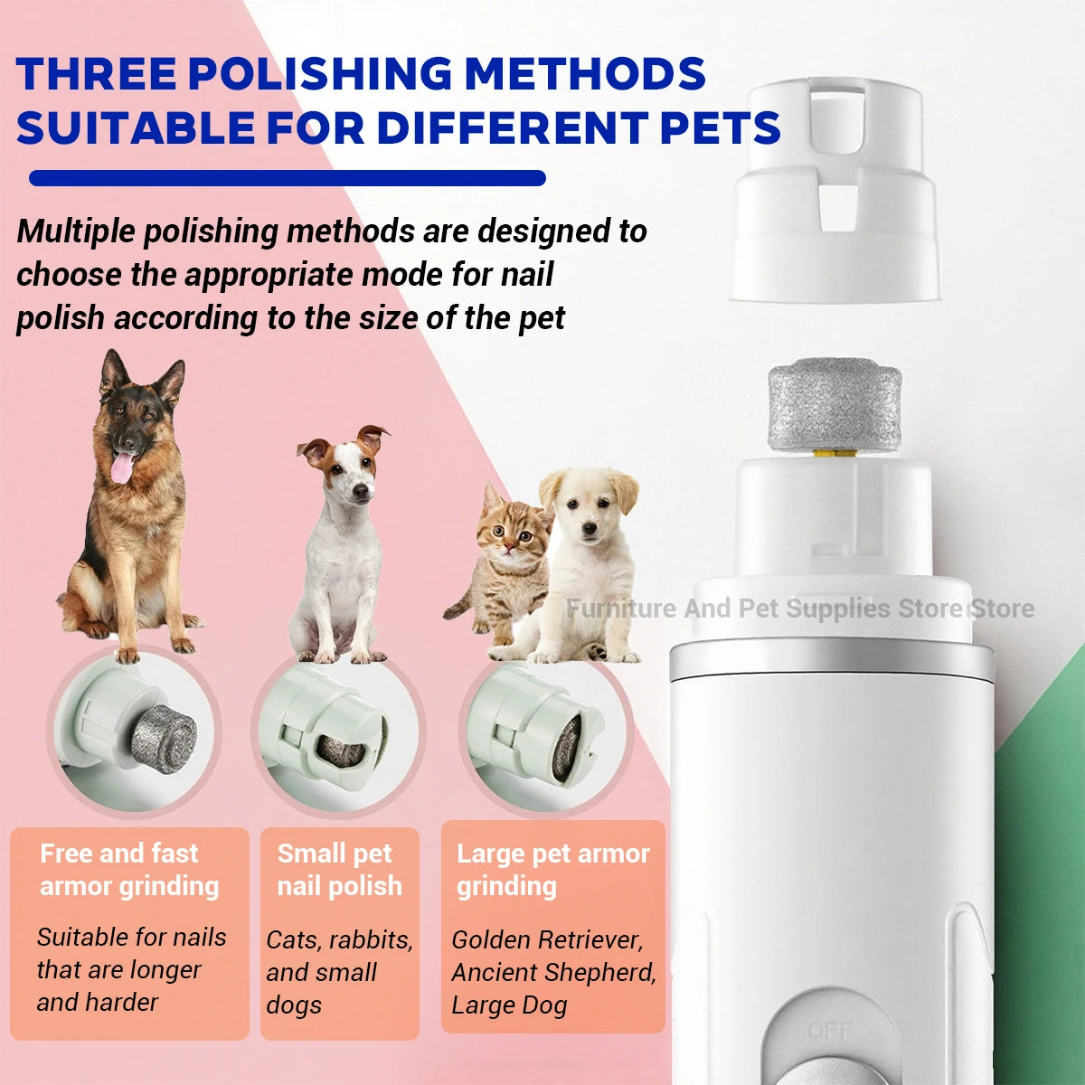 Electric Dog Nail Grinder Pet Nail Clipper USB Rechargeable Pet Nail Trimmers Painless with Polisher Wheel for Small/Large Pets