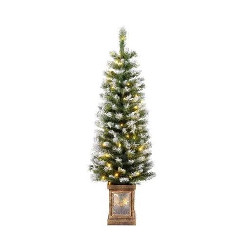 Artificial Christmas 3-Piece Set Wreath and Set of 2 Entrance Trees X-mas with LED Lights Easy Assembly