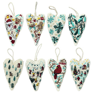 New Embroidery Christmas Ornament Kits Xmas Tree DIY Heart Embroidery Christmas Decoration Heart Cross Stitch Kit with Needles