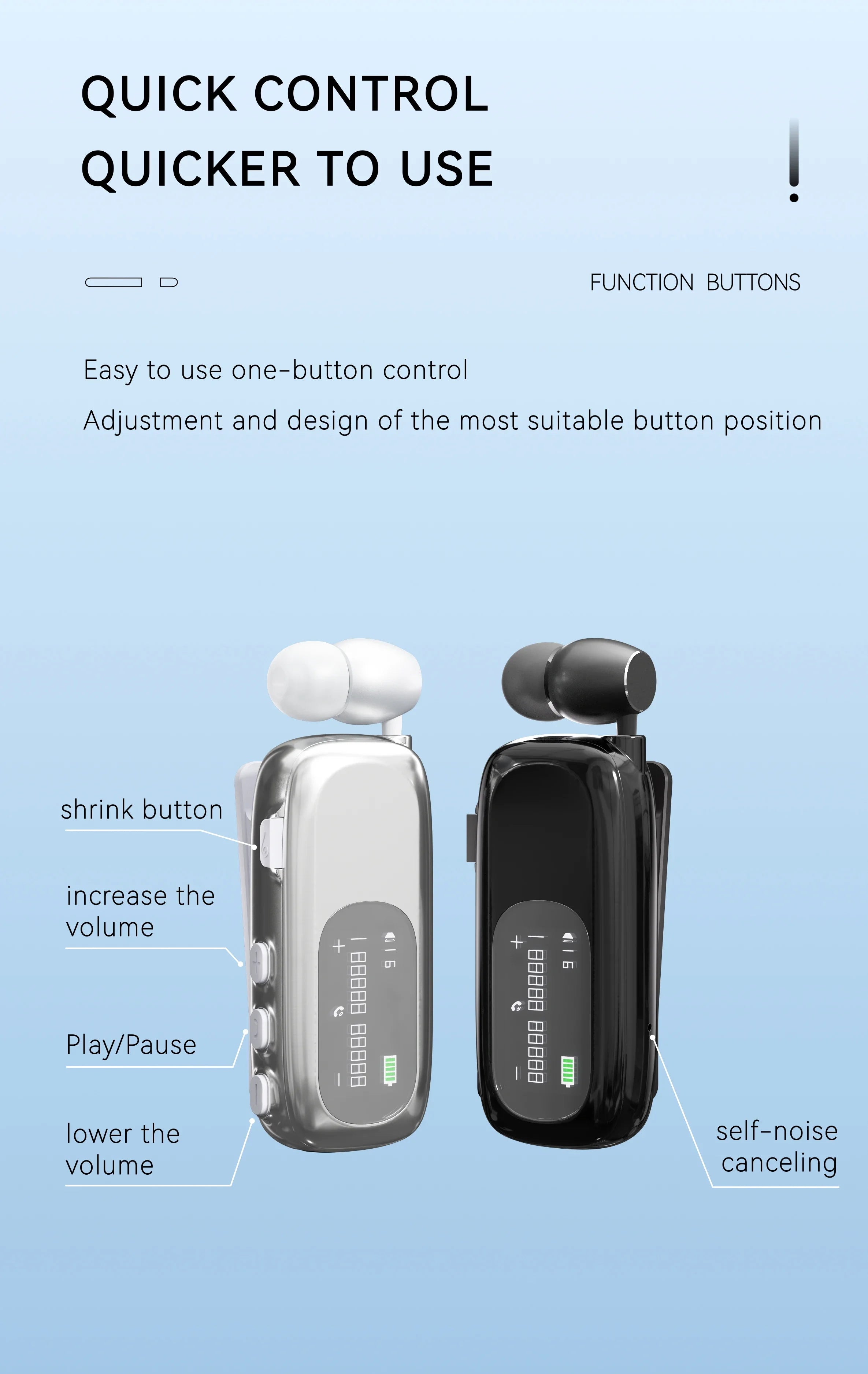 K75 Business Earphones Hands Free Bluetooth V5.4 LCD Display Wireless Earphones for Call and Cycling Noise Reduction Earphones