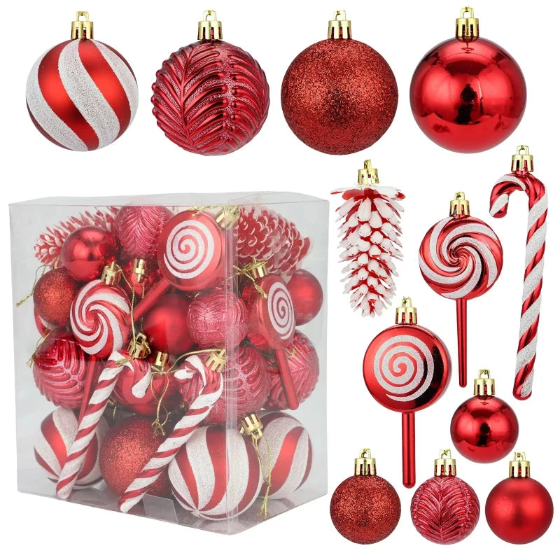 29/40/50pcs Silver Red Special-shaped Christmas Ball Ornaments Christmas Tree Party Decoration Christmas Spheres Pendant New