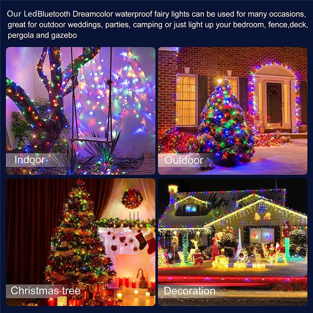 Smart USB Bluetooth App Control LED String Light Waterproof Outdoor Fairy Lights For Party Christmas Tree Lights Wedding Decor