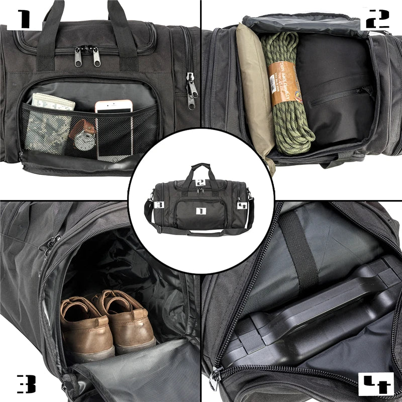Military Tactical Travel Bag Men Outdoor Handbag Sports Luggage Bags Weekend Gym Hiking Trekking Bag with Shoes Compartment - You Offer