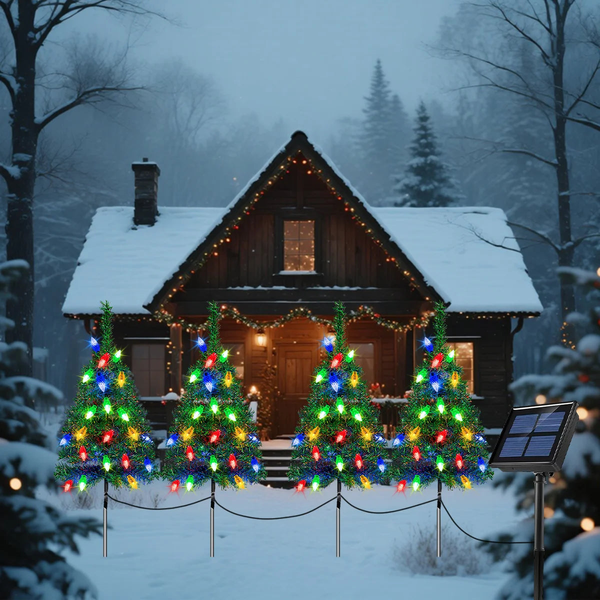 1to 4 Solar Christmas Tree Strawberry Lights - IP65 Waterproof. Essential Christmas decoration, perfect as a holiday gift.