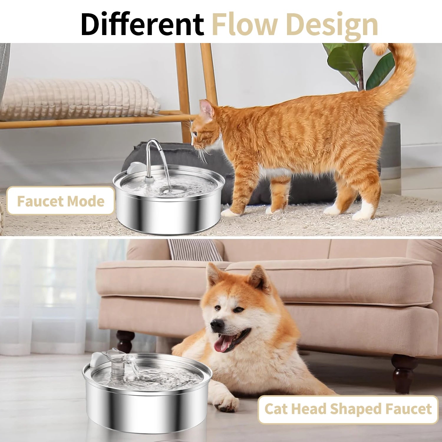 Stainless Steel Cat Water Fountain Automatic Cat Drinker Drinking Fountain For Cats Dogs Pet Water Dispenser Accessories