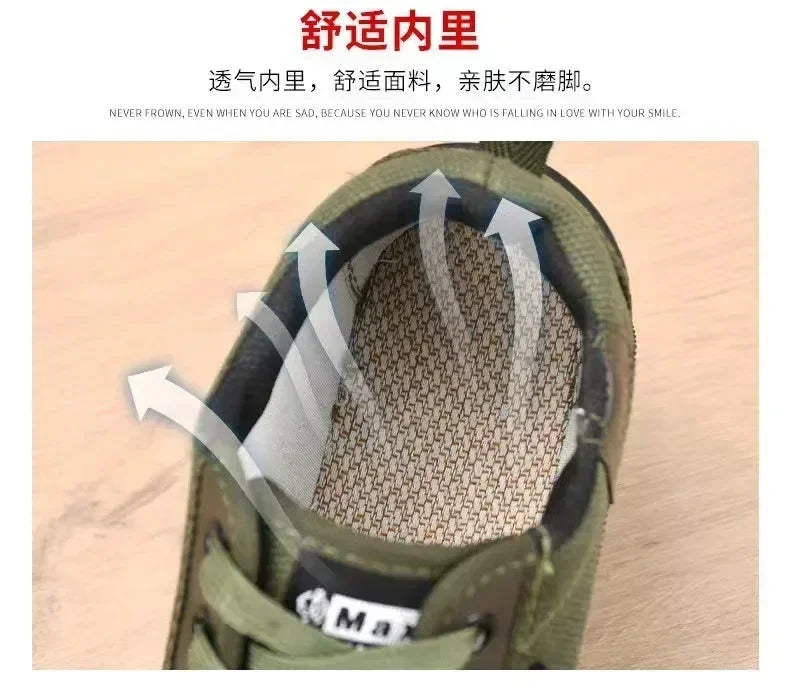 Mens Canvas Shoes Outdoor Breathable Work Shoes Non Slip Casual Sneakers for Male Soft Sole Walking Flats Zapatos Casuales