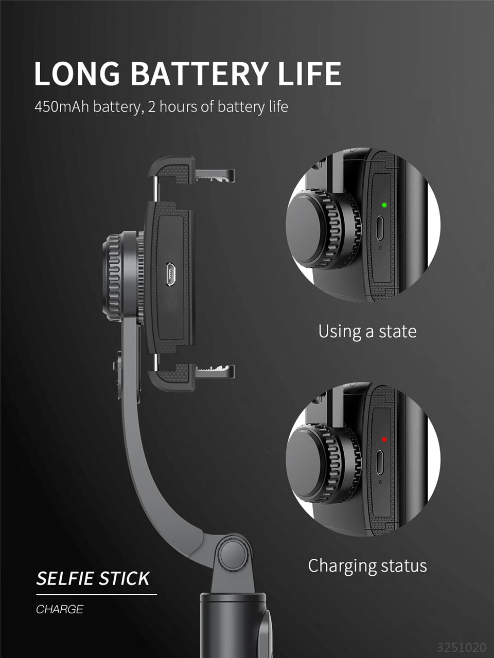 FGCLSY 2024 New Gimbal Stabilizer Selfie Stick Wireless Foldable Tripod with Bluetooth Shutter Monopod for IOS Android