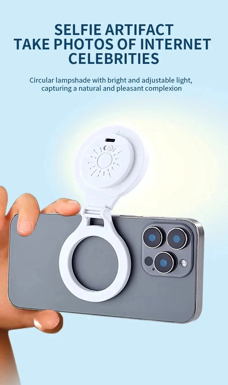 Pocket Magnetic LED Selfie Light For IPhone IPad Mobile Phone Laptop Flash Fill Video Photo Ringlight Photography Lamp