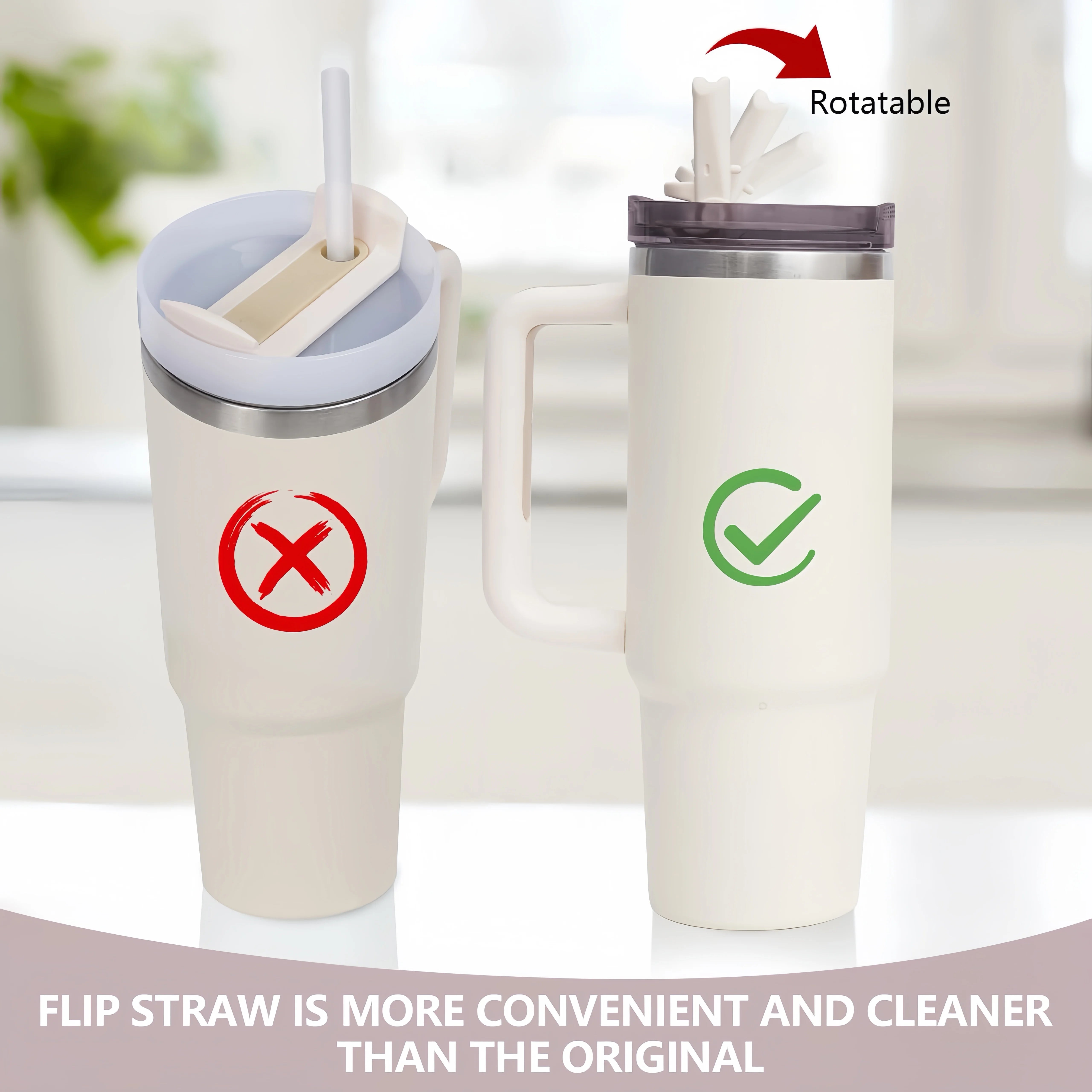 Compatible with Stanley 20oz 30oz: Premium Flip Straw Cup Cover, Leakproof BPA-Free Travel Mug Lid Gift Ready (Not Original) - You Offer