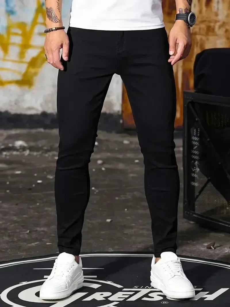 2025 - 2026 Spring New Mens Slim Fit Classic Skinny Jeans Casual Street Style Casual Mens Skinny Jeans Male Slim Fit Pencil Denim Blue - You Offer