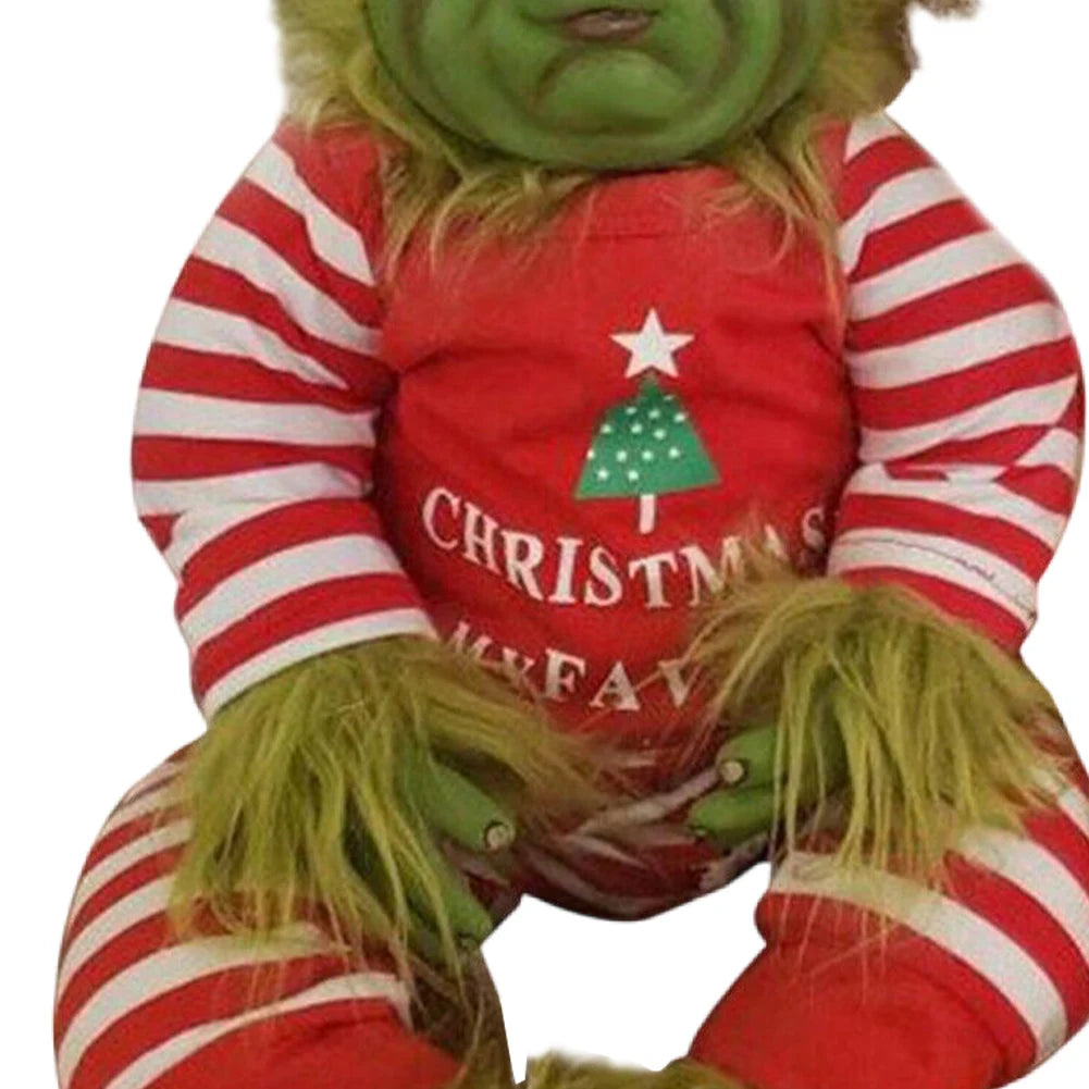 Christmas Baby Doll Soft for Grinch Doll Christmas Plush Doll Green Monster Doll Green Hair Monster Plush Toy Xmas Kids Gifts